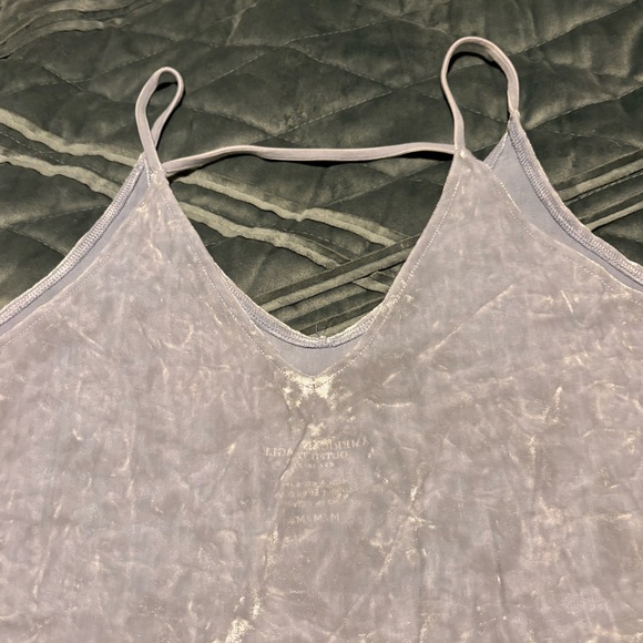 AEO Light Silver Crushed Velvet Tank, Size Medium - Picture 8 of 9
